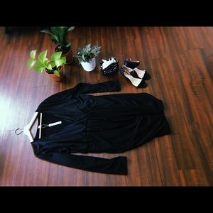 plus size vneck bodycon wrap dress black